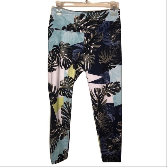 Balance Collection Blue and Green Tropical Leggings Size medium - Picture 2 of 7